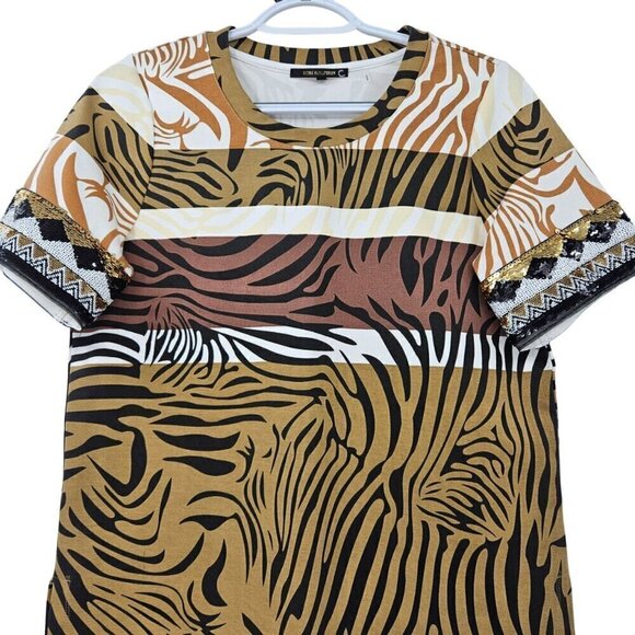 Kobi Halperin Yara Sequined Animal Print Top Tee Women’s Size XS Relaxed Fit - Picture 5 of 11